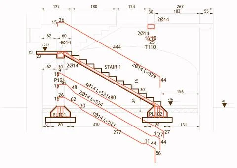 Structural drawing Structural drawing for a reinforced concrete structure ... Stock Photos