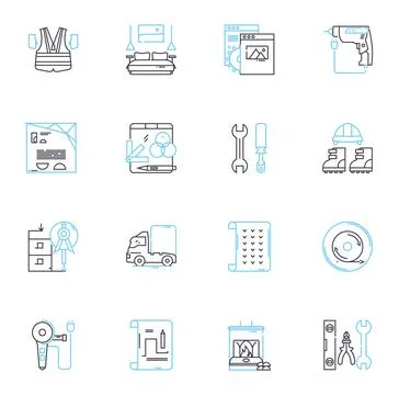 Structural elements linear icons set. Beams, Columns, Trusses, Frames, Slabs 스톡 일러스트