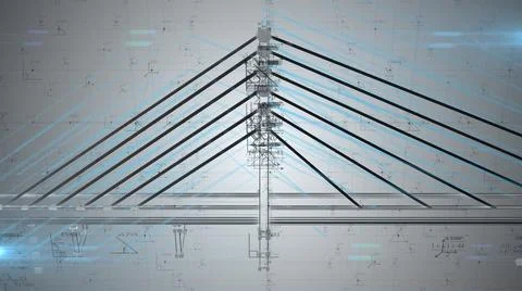 Structural engineer 3D design analysis of bridges architectural engineering   Stock Illustration