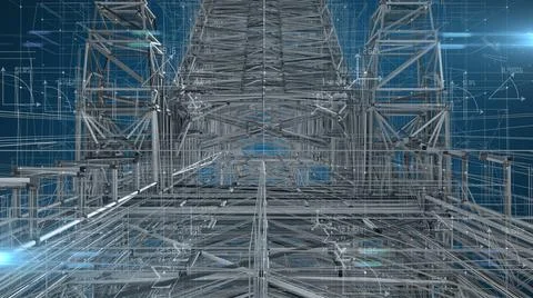 Structural engineer 3D design analysis of bridges architectural engineering   Stock Illustration