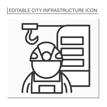 Structural engineer line icon Stock Illustration