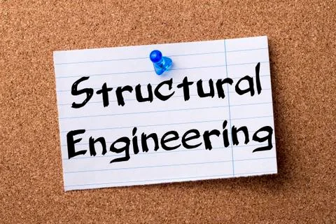 Structural Engineering - teared note paper pinned on bulletin board Stock Photos
