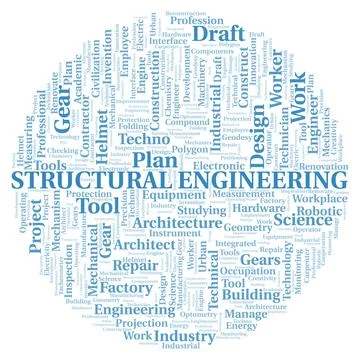Structural Engineering typography word cloud create with the text only Stock Illustration