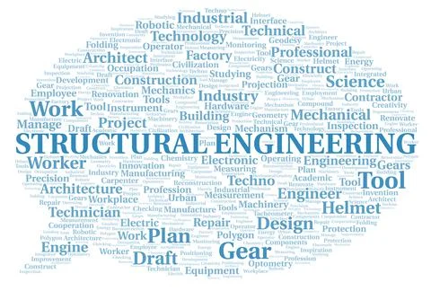 Structural Engineering typography word cloud create with the text only Stock Illustration