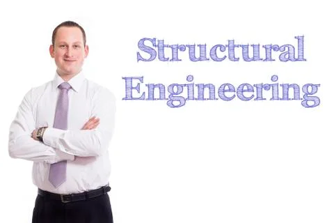 Structural Engineering - Young businessman with blue text Stock Photos