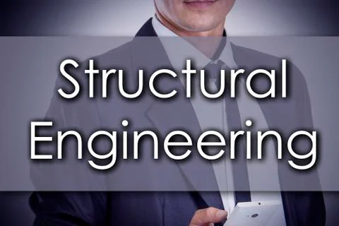 Structural Engineering - Young businessman with text - business concept Stock Photos