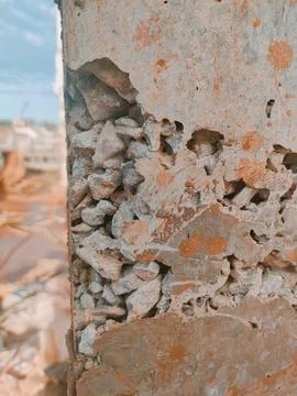 Structural Failure of Concrete Pillar Stock Photos