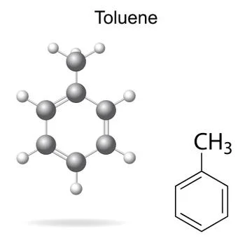 Structural formula and model of toluene Ilustración de archivo
