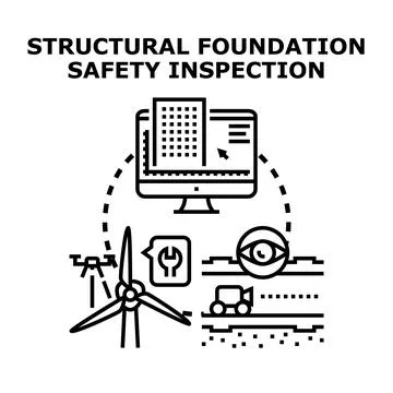 Structural foundation safety inspection planning and execution Illustrazione stock