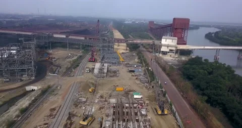 Structural Frame At The Construction Site Of Paradip POrt In Odisha, Stock Footage 202078696