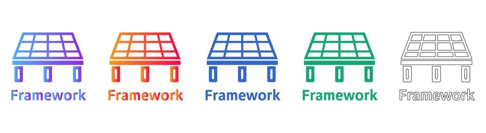 Structural Framework and Grid Icon Set 库存插图