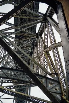 Structural Ironwork of Dom Luís I Bridge in Porto Stock Photos