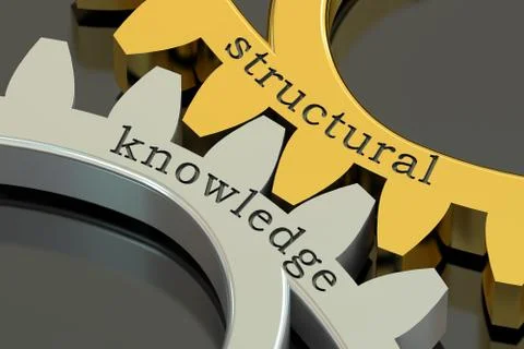 Structural knowledge concept on the gearwheels, 3D rendering Stock Illustration