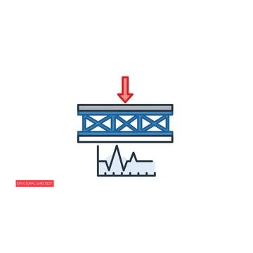 Structural load test illustration with bridge truss and data graph Stock Illustration