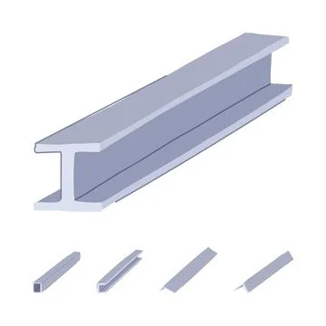 Structural metal profiles and i beam construction materials Stock Illustration