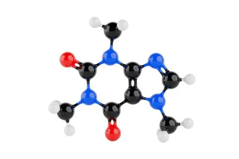 Structural Model of Caffeine Molecule. 3d Rendering Stock-Illustration