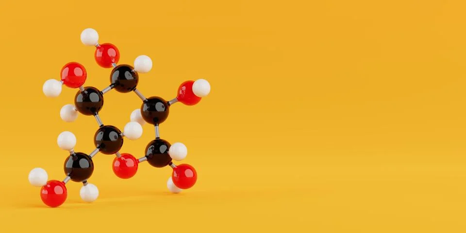 Structural Model of Glucose Molecule. 3d Rendering Stock Illustration