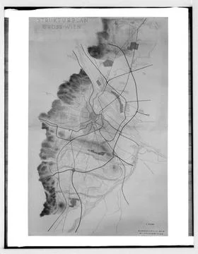 Structural plan for the redesign of Vienna (Groß-Wiens) Copyright: xpiemag.. Stock Photos