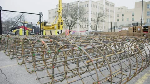 Structural Rebar Supports Stock Footage 238860845