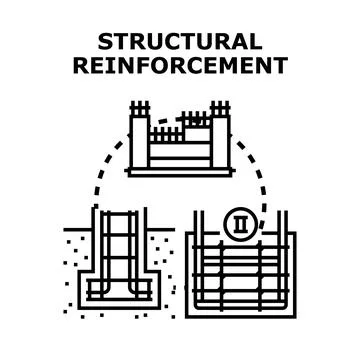 Structural reinforcement concept for building foundation durability Illustrazione stock