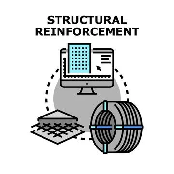 Structural reinforcement planning, materials, and construction process Illustrazione stock
