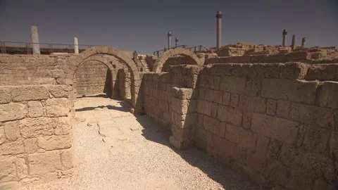 Structural Remnants, Caesarea Maritima, Israel Stock Footage 321976200