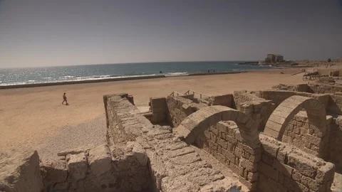 Structural Remnants, Caesarea Maritima, Israel Stock Footage 321976208