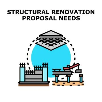 Structural renovation proposal needs outline planning construction Stock Illustration