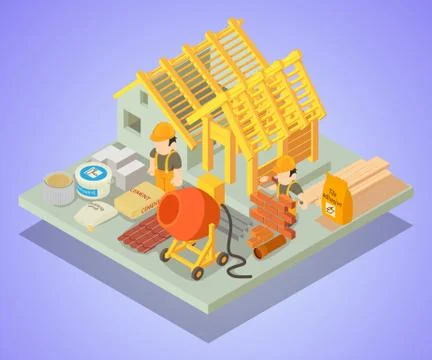 Structural repair concept banner, isometric style Stock Illustration