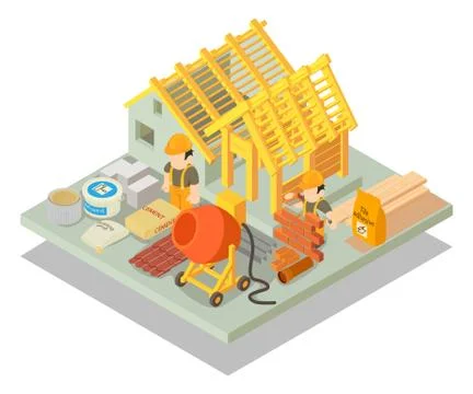 Structural repair concept banner, isometric style Stock Illustration