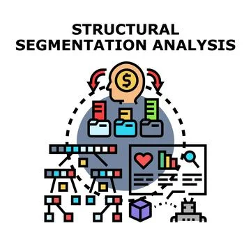Structural segmentation analysis investigating data and customer groups Stock Illustration