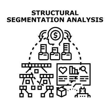 Structural segmentation analysis investigating data and customer groups Stock Illustration