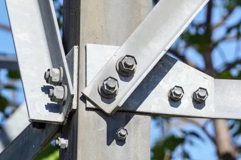 Structural steel framework on new industrial unit Stock Photos