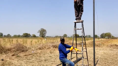 Structural steel framing for a platform structure at a new expansion Stock Footage 204771093
