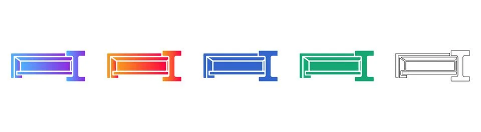 Structural Support Beam and Plate Icons Stock Illustration