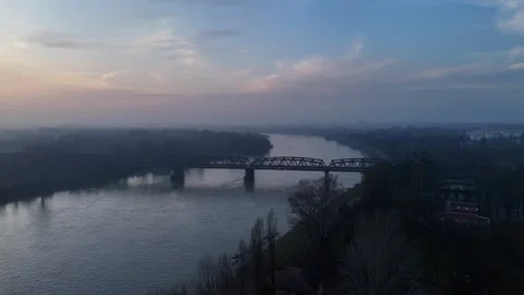 Structural transition from the brick pylons on the Cremona (Lombardy) bank Stock Footage 326312016