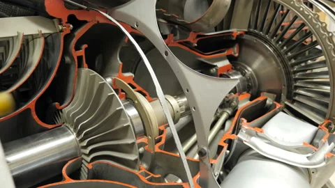 Structure of the aircraft engine. Blades, shaft 스톡 동영상 90167491