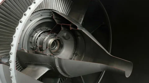 Structure of the aircraft engine. Turbine blades. 스톡 동영상 88244072