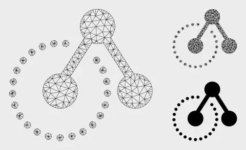 Structure Analysis Vector Mesh 2D Model and Triangle Mosaic Icon Stock Illustration