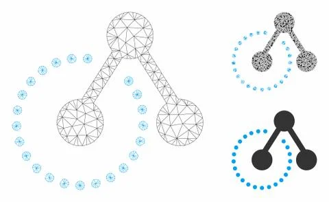 Structure Analysis Vector Mesh Network Model and Triangle Mosaic Icon Illustrazione stock