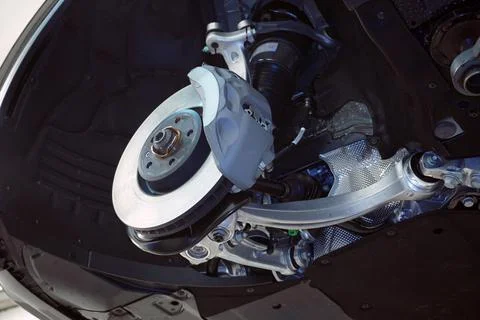 The structure and elements of the  suspension of a modern luxury car. Foto stock