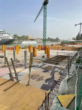 Structure and foundations of a building under construction Stock Photos