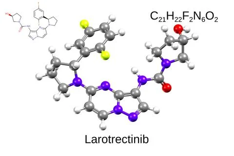 Structure of the anticancer drug larotrectinib. Stock Illustration