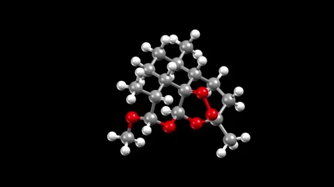 Structure of antimalarial medication artemether. Stock Footage 337169750