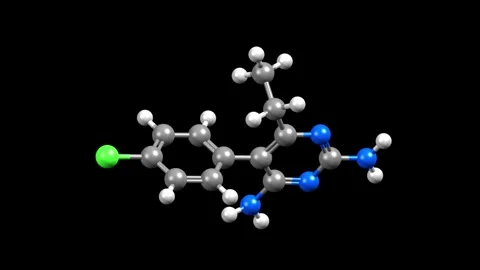 Structure of the antiparasitic medication pyrimethamine Stock-Footage 336323030