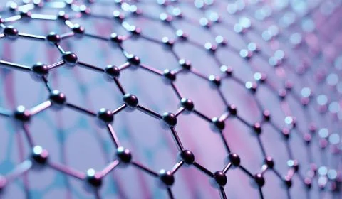 Structure of artificial hexagonal nano material. Nanotechnology concept. 3D r Stock Photos
