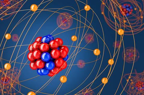 Structure of atom, 3D rendering Stock Illustration