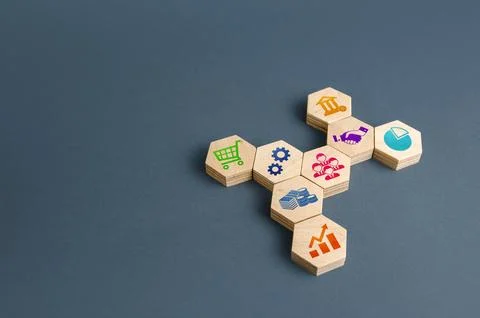 The structure of attributes of a successful business. Development of leadersh Fotos Stock