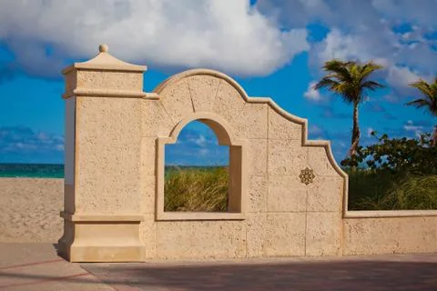 Structure at the beach with a window Stock Photos
