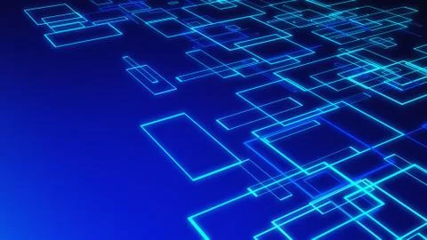 Structure of blue architecture cubes on blue background in technology concept Stock Illustration